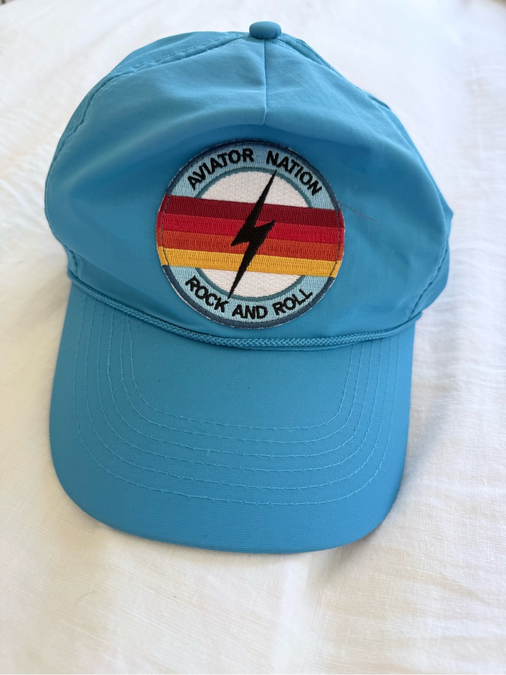 Aviator Nation Light Blue Cap with Red and Yellow Stripe Patch